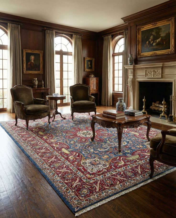 Detail image of 9' 8 x 13' 1 Hand Knotted Kashmar Persian Wool Rug