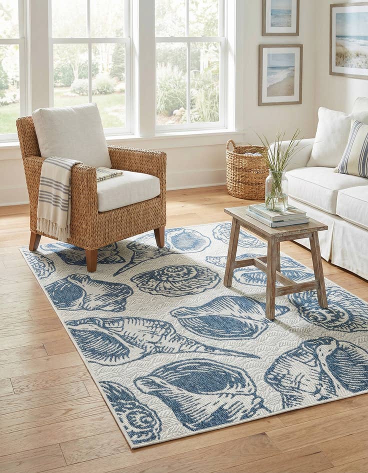 Detail image of 4' x 6'  Washable Coastal Indoor / Outdoor Rug