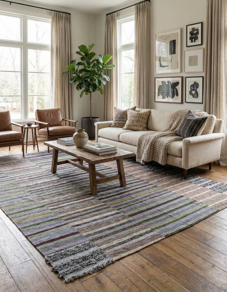 Detail image of  9' x 12'  Hand Woven Kilim Modern Wool Rug