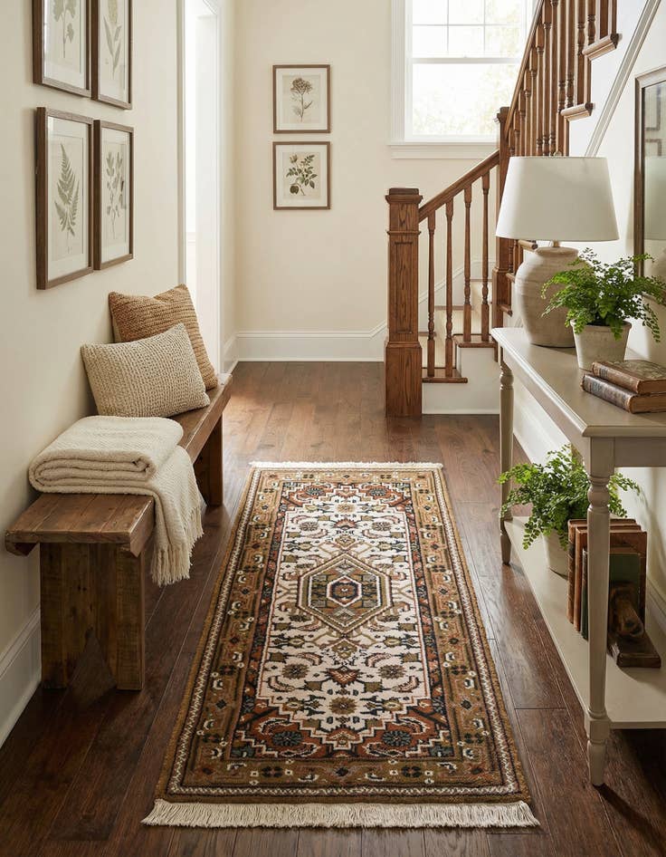 Detail image of 2' 4 x 4' 10  Hand Knotted Hamedan Wool Runner Rug