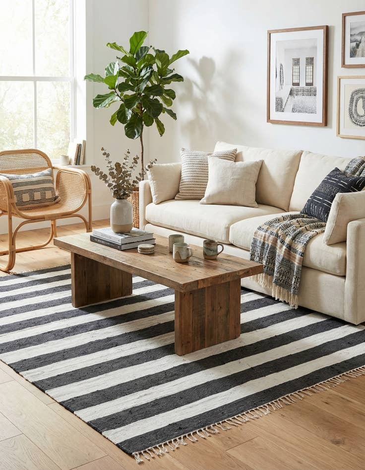 Detail image of 10' x 14' 1  Hand Woven Chindi Rag Rug