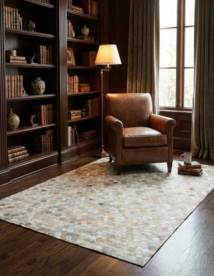 Detail image of 5' 2 x 7' 10 Cowhide Leather Rug