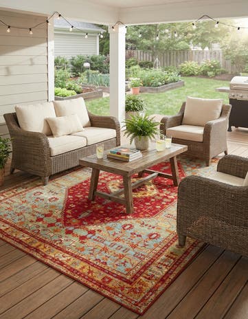 10' x 13' Easy-Clean Traditional Indoor / Outdoor Rug