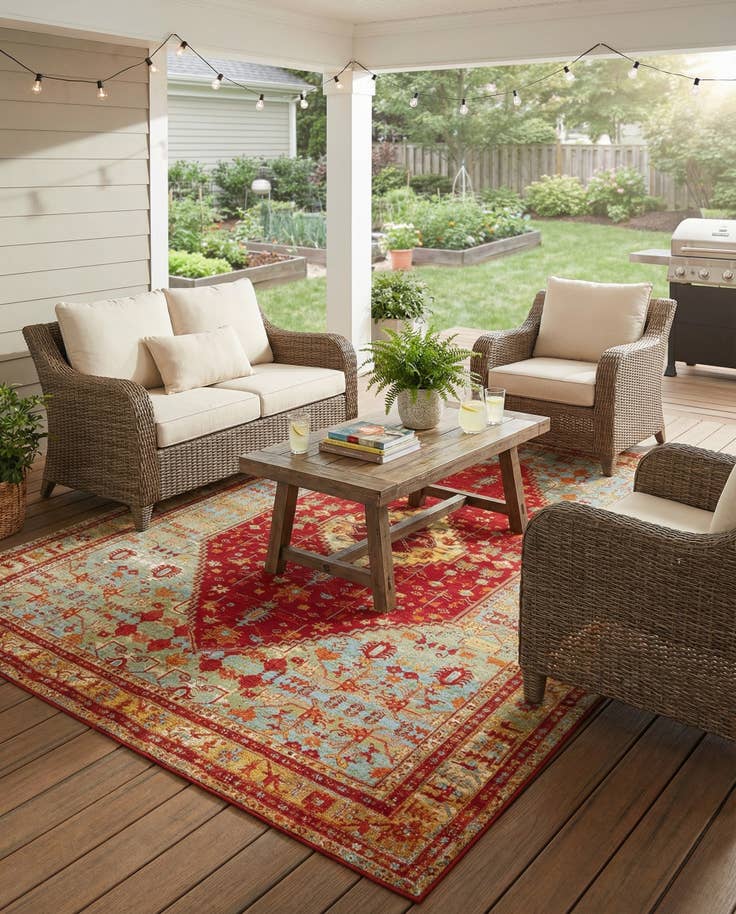 Detail image of 10' x 13' Easy-Clean Traditional Indoor / Outdoor Rug