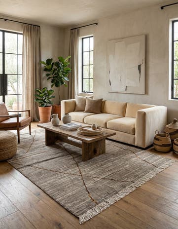 5' 7 x 8' 3 Hand Knotted Moroccan Wool Rug