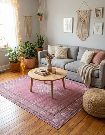 Pink Alexis Square Rug