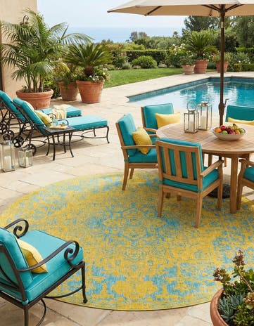 13' x 13' Easy-Clean Jill Zarin Dubai Indoor / Outdoor Round Rug