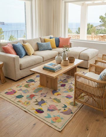 4' 1 x 5' 7 Hand Woven Kilim Suzani Wool Rug