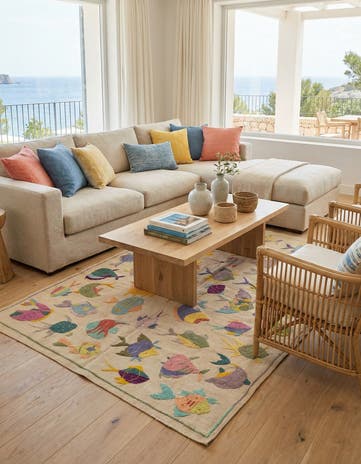 4' 1 x 5' 7 Hand Woven Kilim Suzani Wool Rug