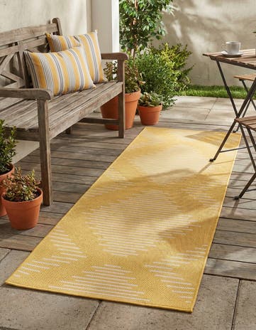 Yellow Easy-Clean Modern Indoor / Outdoor Runner Rug