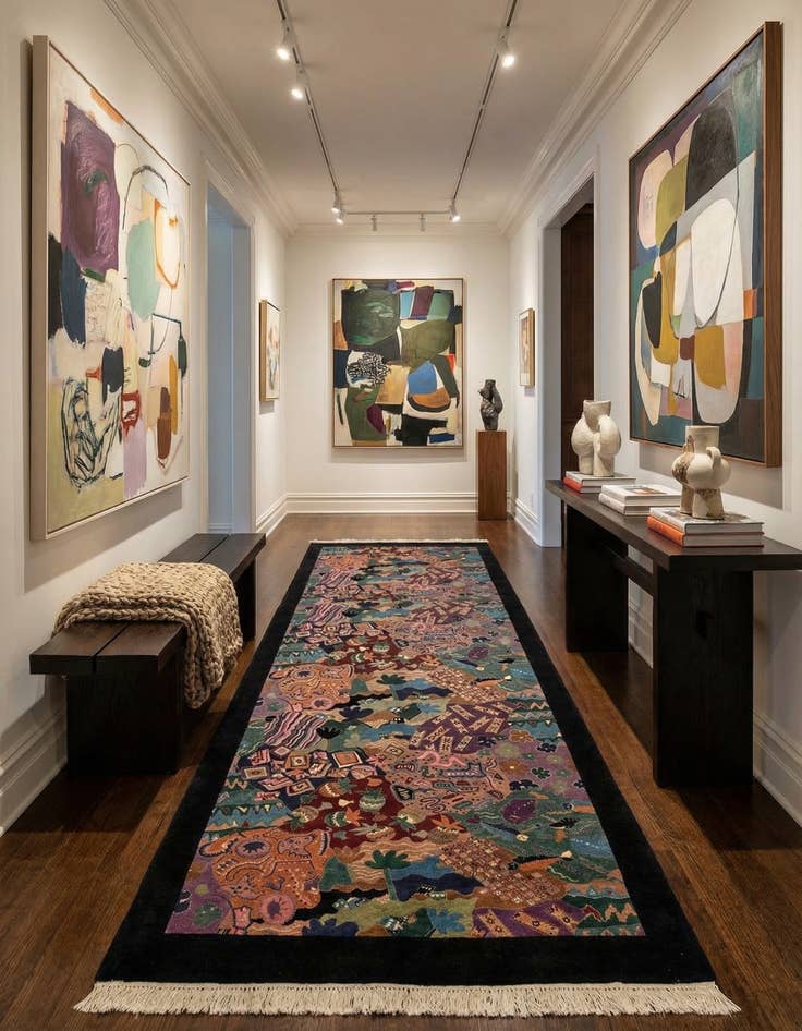 Detail image of  4' 7 x 10' 4  Hand Knotted Tibet Oriental Wool Runner Rug