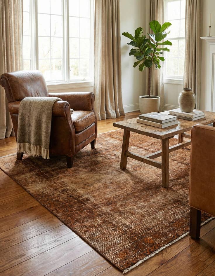 Detail image of 5' 1 x 5' 2  Hand Knotted Ultra Vintage Persian Wool Square Rug