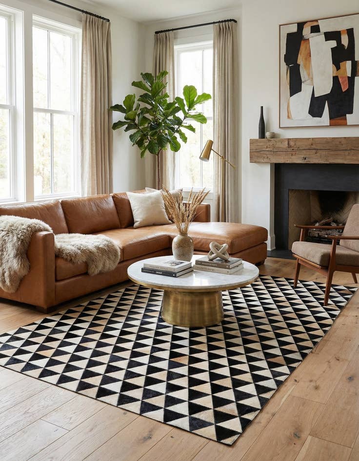 Detail image of 5' 1 x 8' 2 Cowhide Stocks Rug