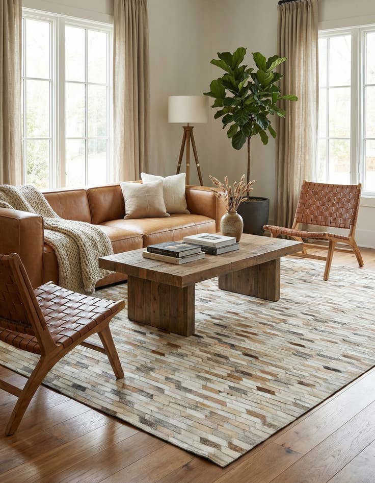 Detail image of  5' 1 x 8' 2 Cowhide - Patchwork Rug