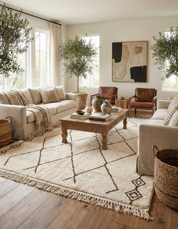 6' 9 x 9' 8 Hand Knotted Moroccan Wool Rug