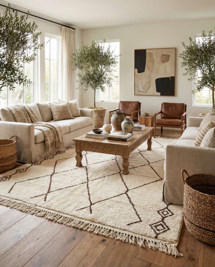 6' 9 x 9' 8 Hand Knotted Moroccan Wool Rug