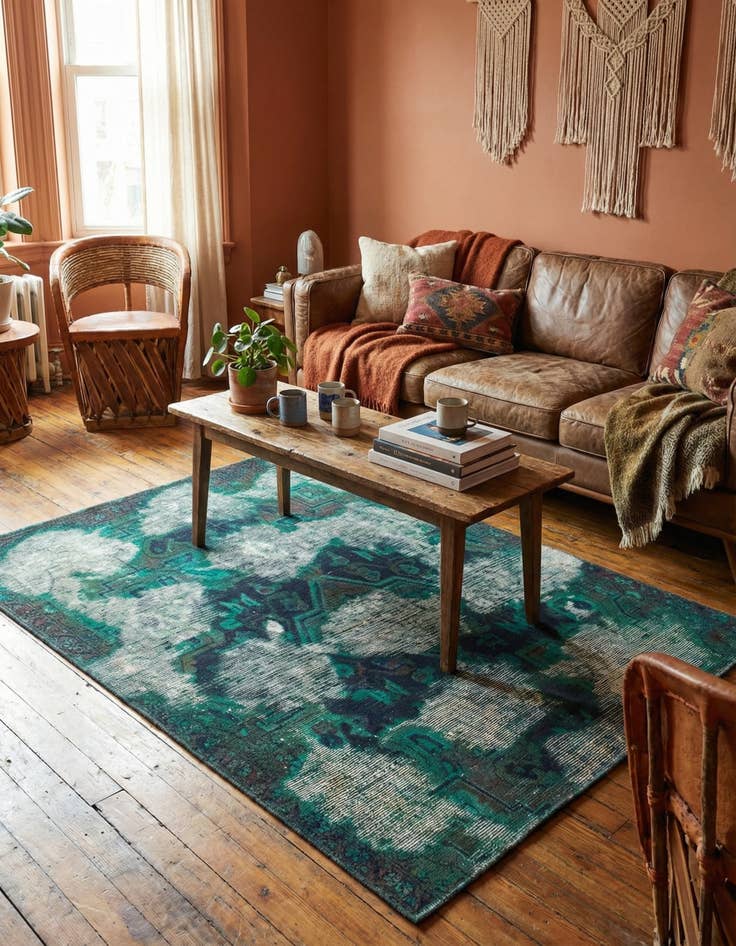 Detail image of  4' x 5' 4  Hand Knotted Ultra Vintage Persian Wool Rug