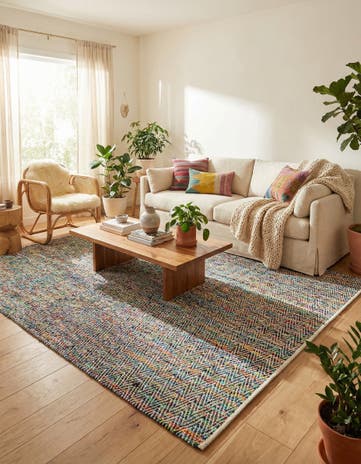 10' x 14' 1 Hand Woven Chindi Chevron Rug