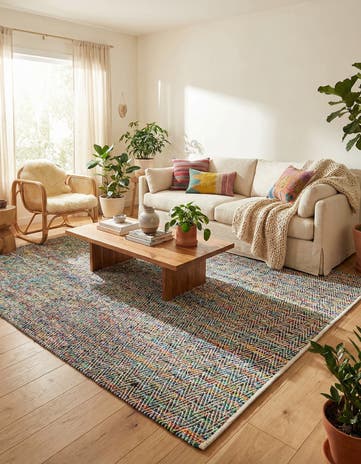 10' x 14' 1 Hand Woven Chindi Chevron Rug