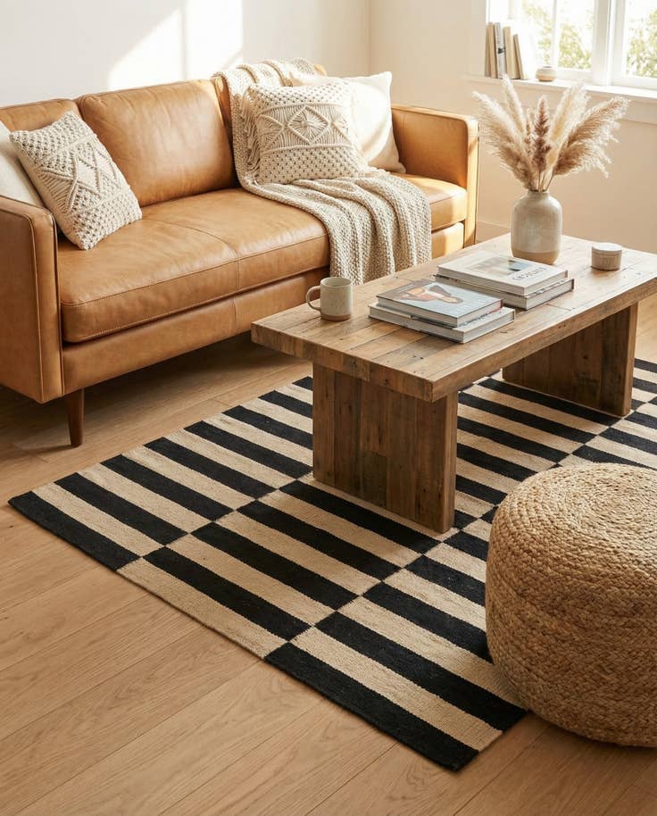 Detail image of 3' 2 x 5' 10 Hand Woven Kilim Modern Wool Rug