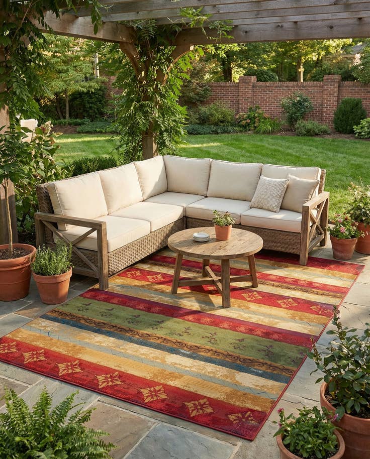 Detail image of 9' x 12' Easy-Clean Modern Indoor / Outdoor Rug