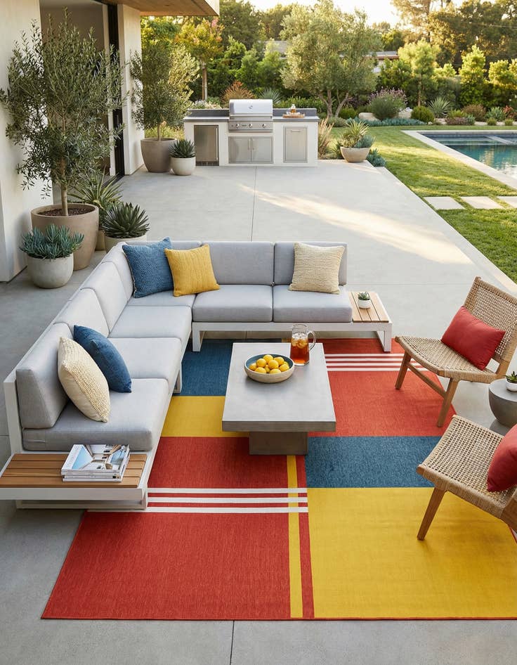 Detail image of 9' x 12'  Washable Modern Indoor / Outdoor Rug