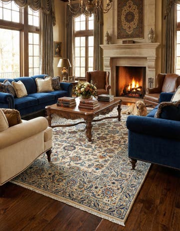 7' 4 x 11' 7 Kashan Wool Rug