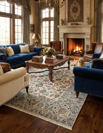 7' 4 x 11' 7 Kashan Wool Rug