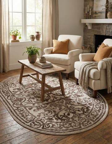 Chocolate Brown Hermitage Oval Rug