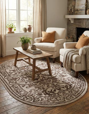 Chocolate Brown Hermitage Oval Rug
