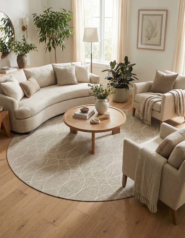 Detail image of  10' x 10'  Washable Lattice Indoor / Outdoor Round Rug