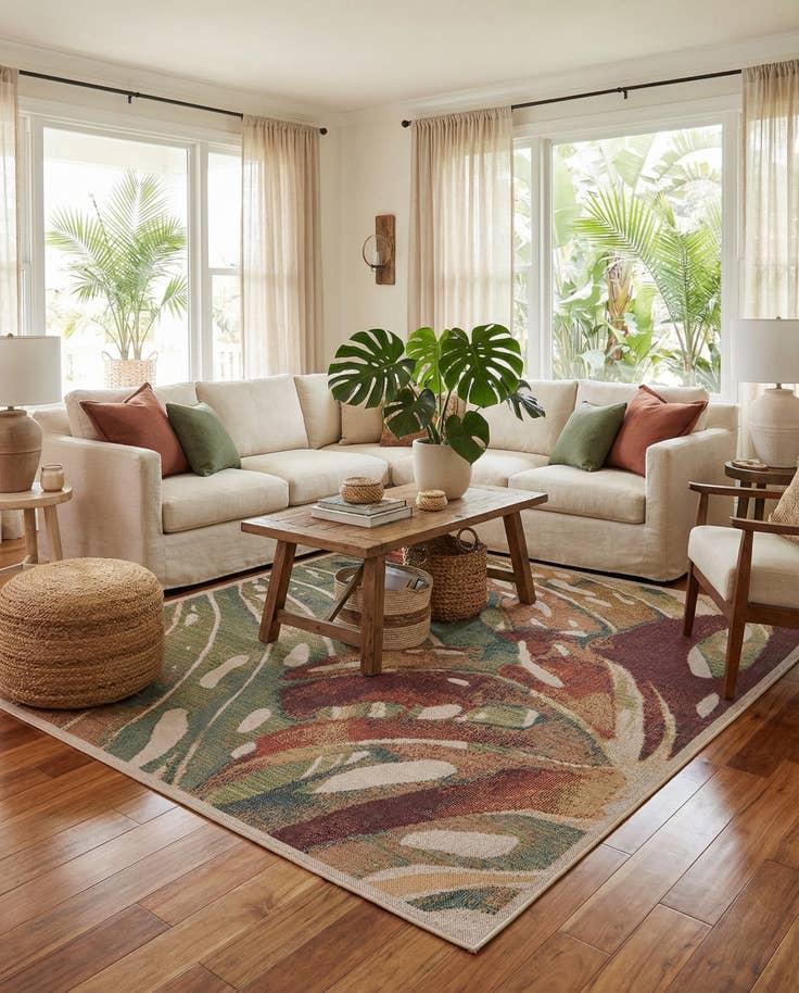 Detail image of 7' 10 x 7' 10 Easy-Clean Baja Indoor / Outdoor Square Rug