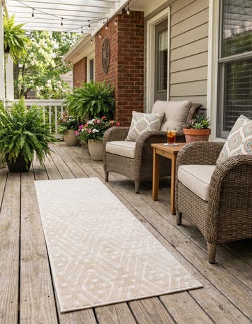 Beige Easy-Clean Sabrina Soto Ella Indoor / Outdoor Runner Rug