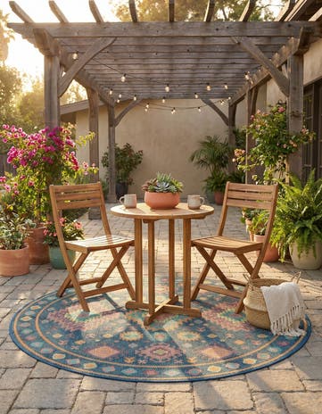 6' 1 x 6' 1 Easy-Clean Baja Indoor / Outdoor Round Rug