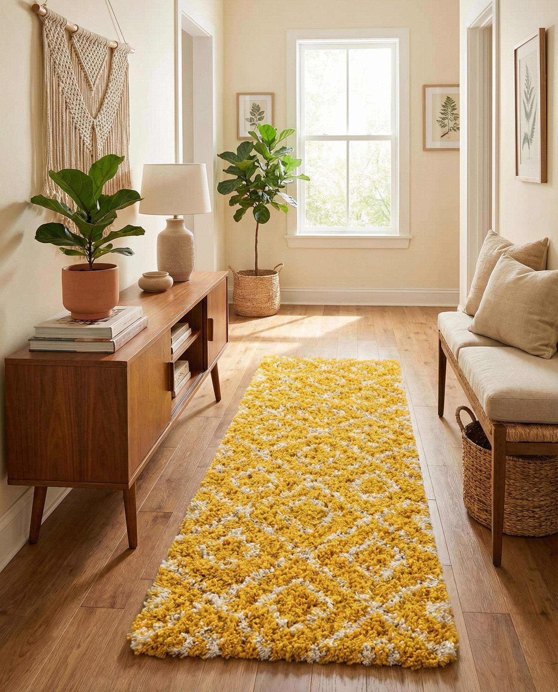  3' 3 x 16' 5 Lattice Shag Runner Rug