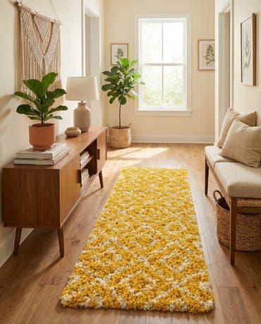  3' 3 x 16' 5 Lattice Shag Runner Rug