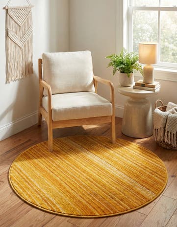 Yellow Gemstone Round Rug