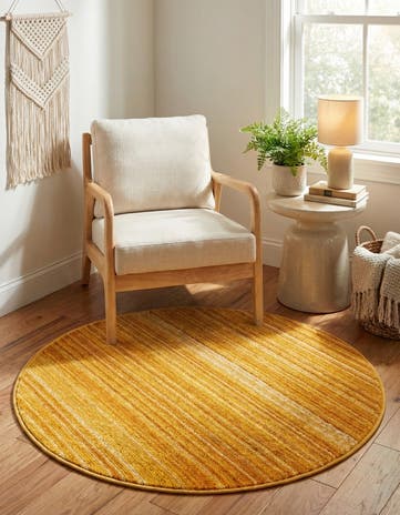 Yellow Gemstone Round Rug