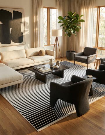 Black and White Milano Square Rug