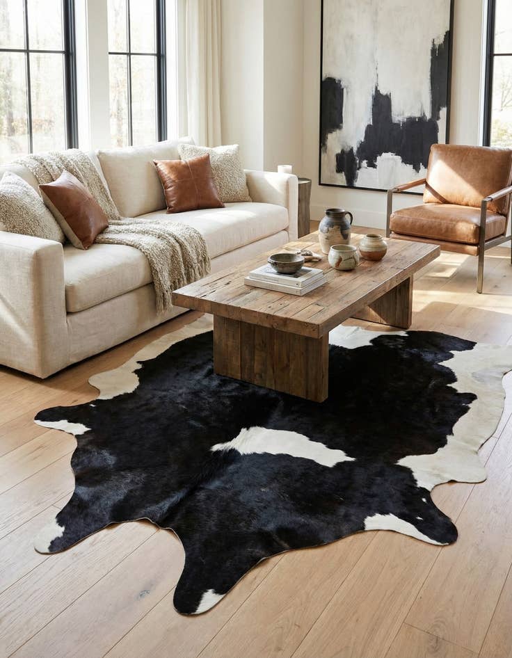 Detail image of 5' 3 x 6' 9 Cowhide Leather Rug