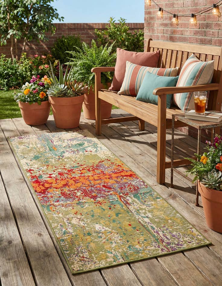 Detail image of 2' x 5' Easy-Clean Modern Indoor / Outdoor Runner Rug
