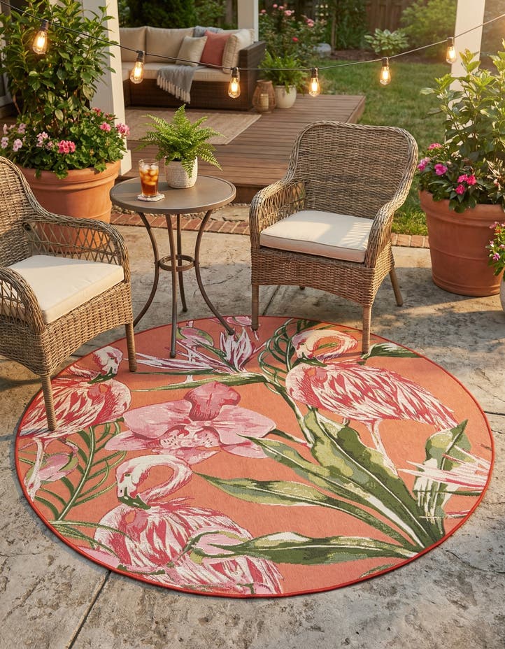 5' x 5' Easy-Clean Botanical Indoor / Outd...