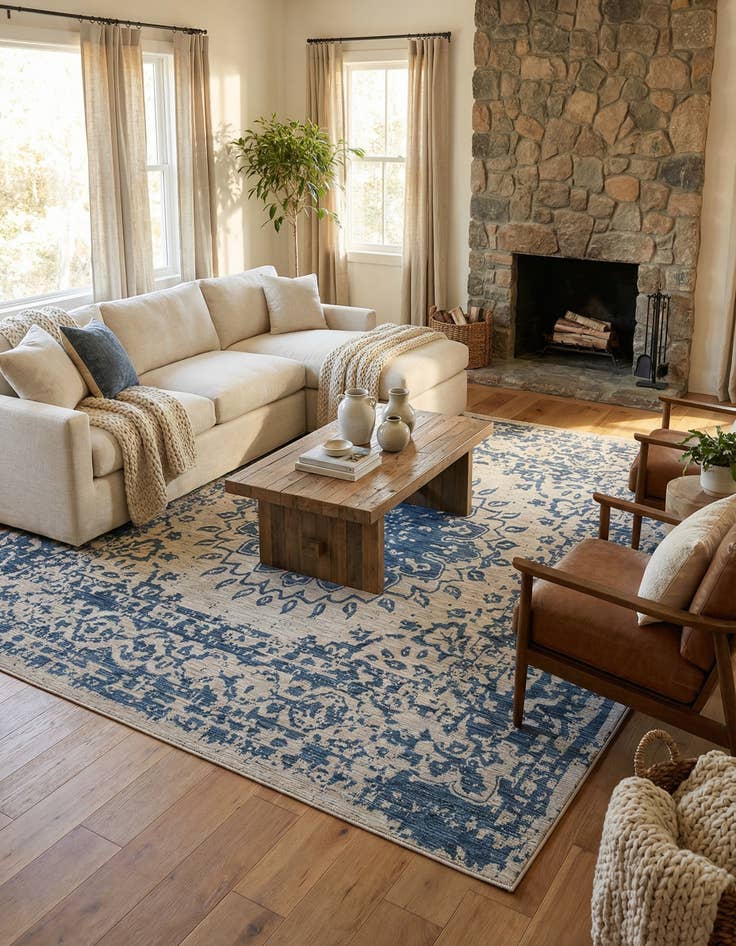 Detail image of 13' x 13'  Washable Traditional Indoor / Outdoor Square Rug