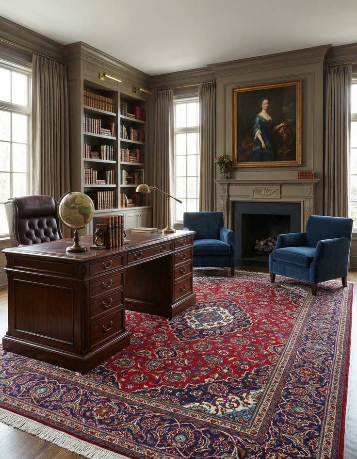 Detail image of 8' 1 x 11' 6 Kashan Wool Rug