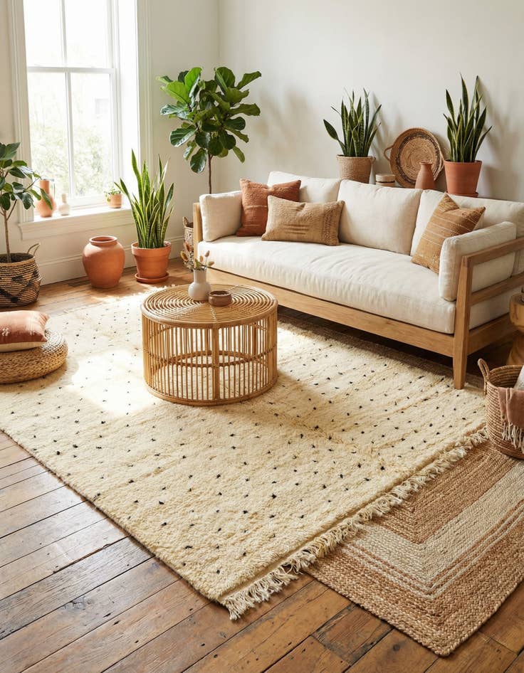 Detail image of  6' 5 x 10'  Hand Knotted Moroccan Wool Rug