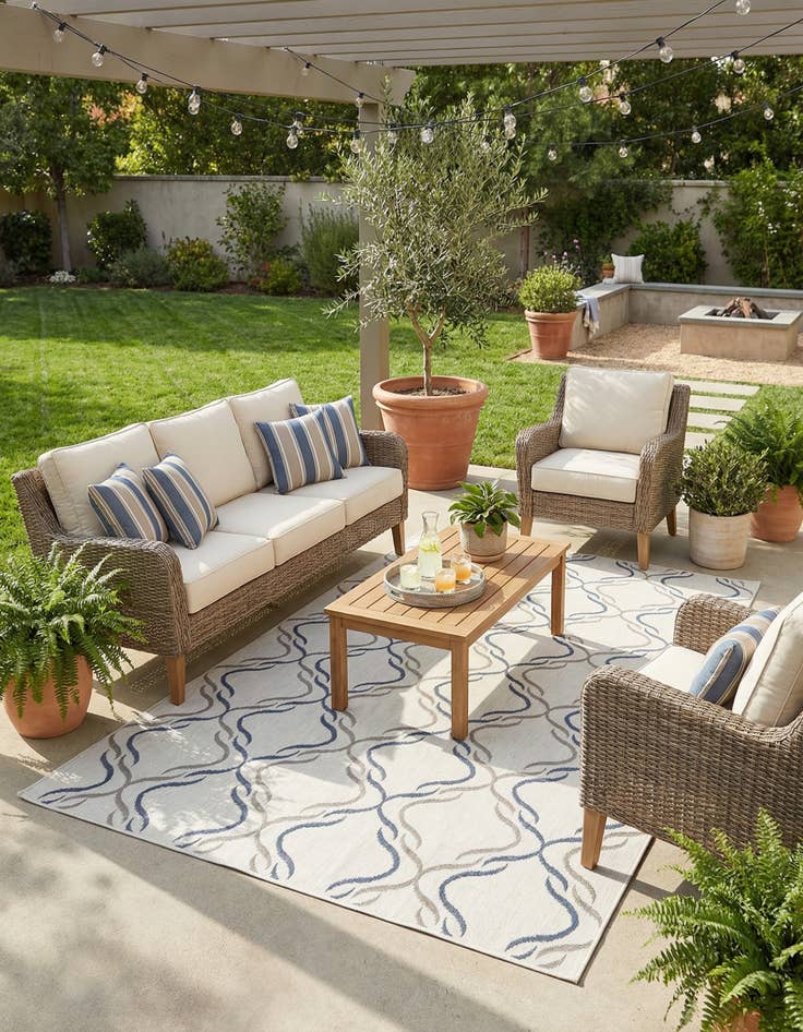 Detail image of  6' x 9'  Washable Lattice Indoor / Outdoor Rug