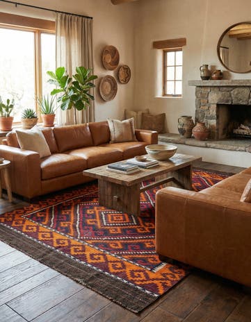 6' 2 x 10' 9 Hand Woven Kilim Fars Wool Rug