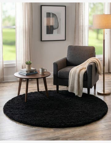 4' x 4' Solid Shag Round Rug