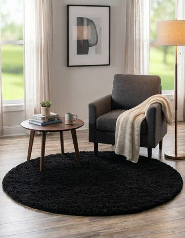 4' x 4' Solid Shag Round Rug