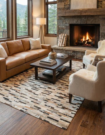 5' 1 x 8' Cowhide Leather Rug